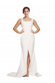 Buy Square Neck Long Sheath Sweep Train Crepe Bridesmaid Dress / Prom Dress  UK