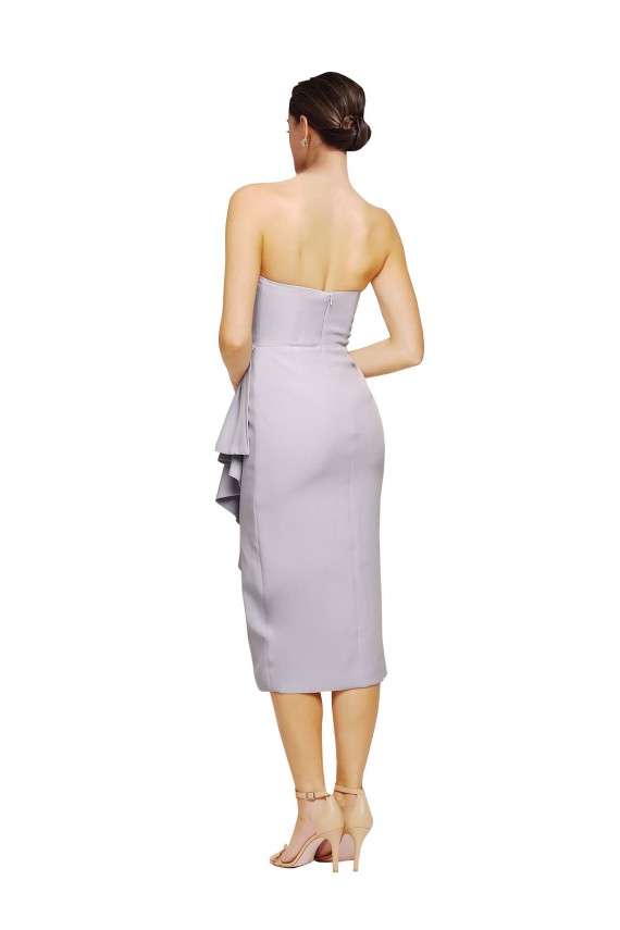 Buy Short Cocktail Length Strapless Formal Crepe Bridesmaid Dress / Prom Dress with Ruffles UK