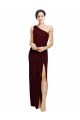 Buy One Shoulder Sheath Formal Crepe Bridesmaid Dress / Prom Dress with High Side Split UK