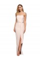 Buy Full Length Low Back Strapless Formal Crepe Bridesmaid Dress / Prom Dress with Thigh High Side Split UK
