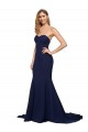 Buy Fit and Flare Sweetheart Long Formal Crepe Bridesmaid Dress / Prom Dress with Sweep Train UK