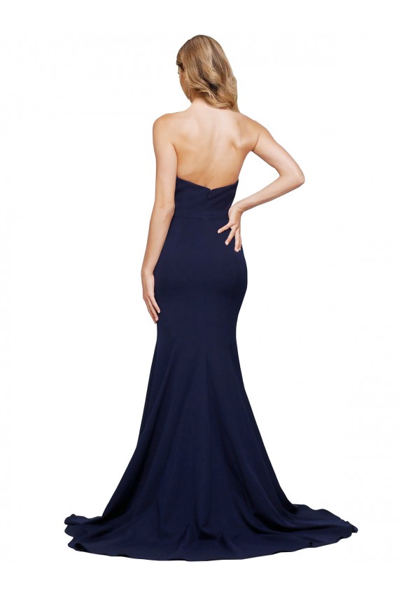 Buy Fit and Flare Sweetheart Long Formal Crepe Bridesmaid Dress / Prom Dress with Sweep Train UK