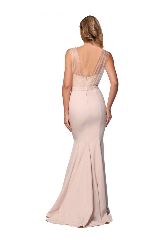 Buy Full Length Sweetheart Formal Crepe Bridesmaid Dress / Prom Dress with Tulle Overlay UK