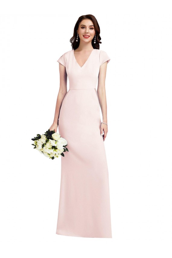 Buy Cap Sleeve A-Line Formal Crepe Bridesmaid Dress / Prom Dress with Pockets UK