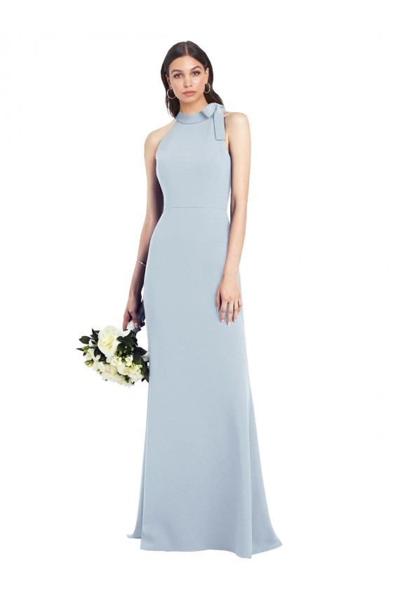 Buy Halter Bow Neck Open Back Soft Full Length Trumpet Bridesmaid Dress / Prom Dress UK