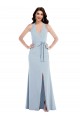 Buy Open Back Halter Maxi Formal Crepe Bridesmaid Dress / Prom Dress with Draped Bow UK