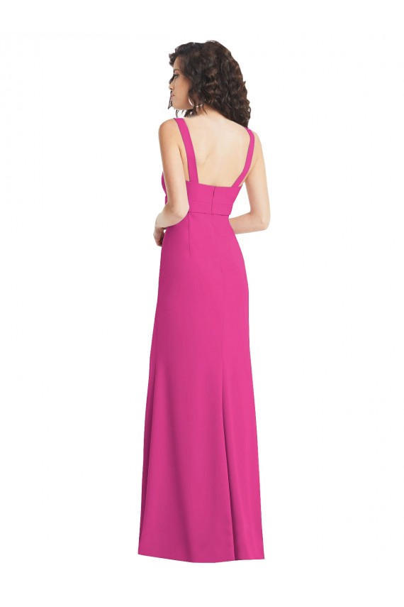 Buy Wide Strap Notch Empire Waist Bridesaid Dress with Front Slit UK