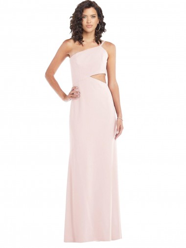 Buy Flirty One Shoulder Midriff Cutout Maxi Formal Crepe Bridesmaid Dress / Prom Dress UK