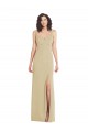 Buy Wide Strap Slash Cutout Empire Formal Crepe Bridesmaid Dress / Prom Dress with Front Slit UK