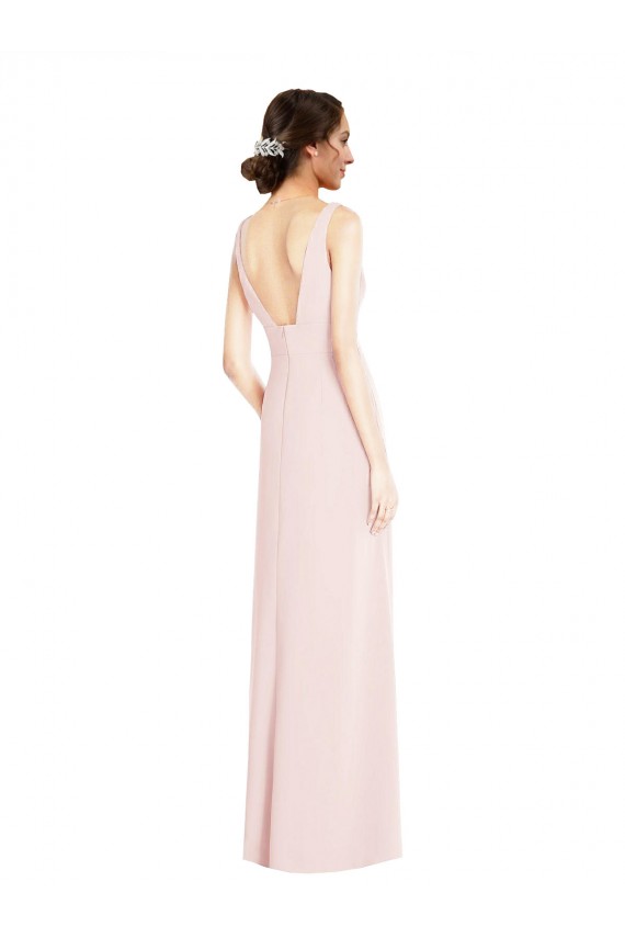 Buy Square Neck Low Back A-Line Bridesmaid Dress / Prom Dress with Front Slit and Pockets UK