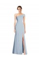 Buy Asymmetrical Off the Shoulder Cuff Trumpet Formal Crepe Bridesmaid Dress / Prom Dress With Front Slit UK