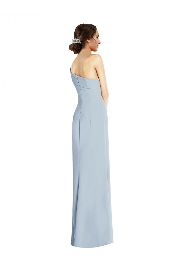 Buy Asymmetrical Off the Shoulder Cuff Trumpet Formal Crepe Bridesmaid Dress / Prom Dress With Front Slit UK