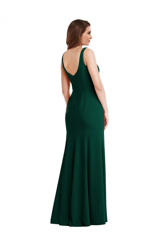 Buy Square Neck Trumpet Maxi Bridesmaid Dress / Prom Dress with Front Slit UK