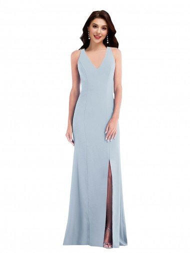 Buy Criss Cross Cutout Back Maxi Bridesmaid Dress / Prom Dress with Front Slit UK