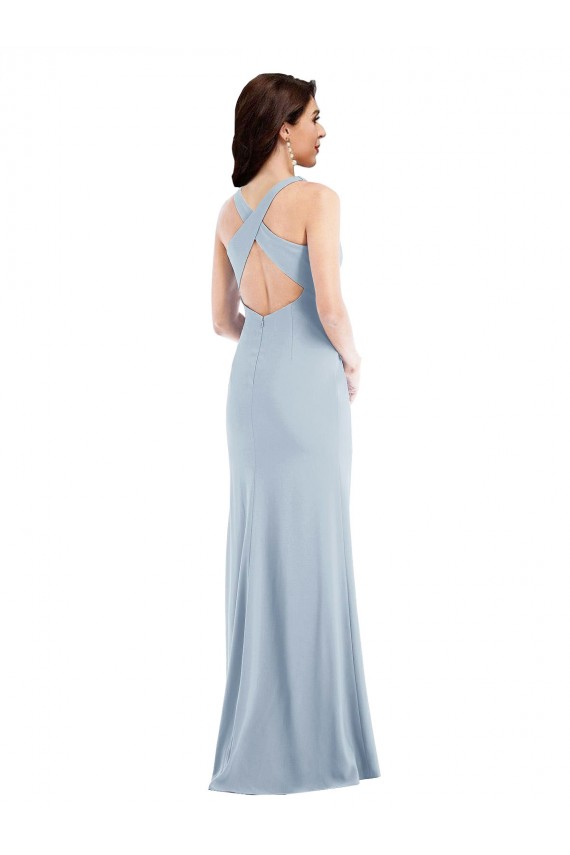 Buy Criss Cross Cutout Back Maxi Bridesmaid Dress / Prom Dress with Front Slit UK
