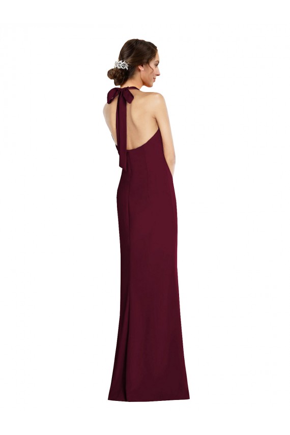Buy Tie Halter Open Back Trumpet Bridesmaid Dress / Prom Dress UK