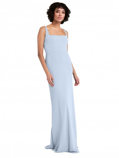 Buy Slim Square Neck Fit and Flare Full Length Stretch Crepe Bridesmaid Dress / Prom Dress UK