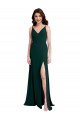 Buy Slim A-Line V-Neck Full Length Formal Crepe Bridesmaid Dress / Prom Dress with Side Slit UK