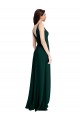 Buy Slim A-Line V-Neck Full Length Formal Crepe Bridesmaid Dress / Prom Dress with Side Slit UK