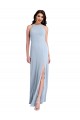 Buy Fit and Flare High Neck Formal Crepe Bridesmaid Dress / Prom Dress with Side Slit UK