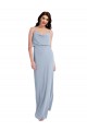 Buy Draped Cowl Neck Long Formal Crepe Bridesmaid Dress / Prom Dress with Spaghetti Straps UK