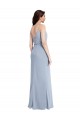 Buy Draped Cowl Neck Long Formal Crepe Bridesmaid Dress / Prom Dress with Spaghetti Straps UK