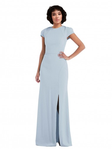 Buy Cap Sleeve Cutout Tie Back Trumpet Bridesmaid Dress UK