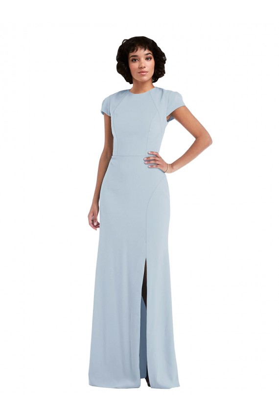 Buy Cap Sleeve Cutout Tie Back Trumpet Bridesmaid Dress UK