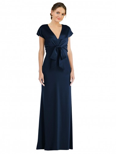 Buy Soft Bow Blouson Bodice Trumpet Formal Crepe Bridesmaid Dress / Prom Dress UK