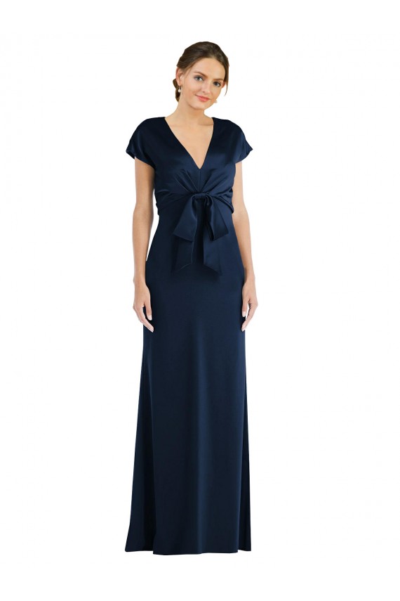 Buy Soft Bow Blouson Bodice Trumpet Formal Crepe Bridesmaid Dress / Prom Dress UK