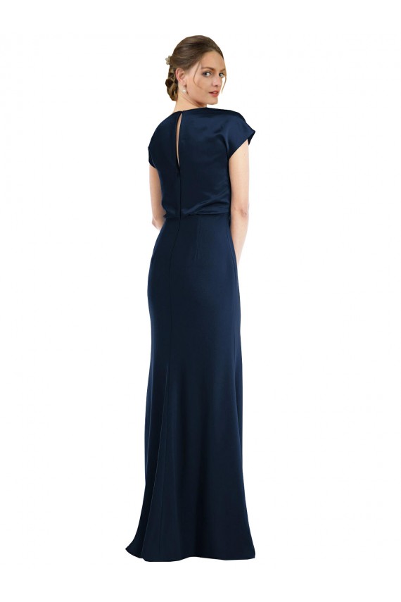 Buy Soft Bow Blouson Bodice Trumpet Formal Crepe Bridesmaid Dress / Prom Dress UK