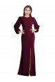 Buy Puff Sleeves Long Maxi Briddesmaid Dress with Cutout Tie Back UK