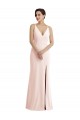 Buy Skinny Strap Deep V-Neck Trumpet Formal Crepe Bridesmaid Dress / Prom Dress with Front Slit UK