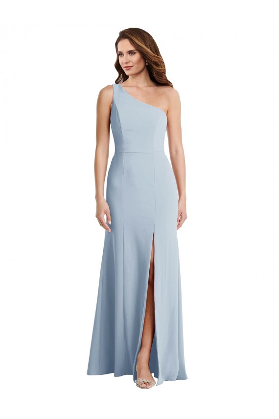Buy Bold One Shoulder Trumpet Maxi Formal Crepe Bridesmaid Dress / Prom Dress UK