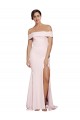 Buy Off Shoulder Long Formal Crepe Bridesmaid Dress / Prom Dress with Straight Neckline and Side Split UK