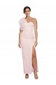 Buy One Shoulder Tulle Overlay Sweetheart Neckline Long Formal Crepe Bridesmaid Drss with Thigh Split UK