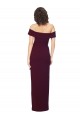 Buy Fitted Full Length Off the Shoulder Formal Crepe Bridesmaid Dress / Prom Dress with Side Split and Waist Tie UK