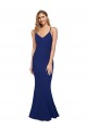 Buy Full Length V-Neckline Formal Crepe Bridesmaid Dress / Prom Dress with Thin Straps and Fulted Skirt UK