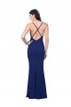 Buy Full Length V-Neckline Formal Crepe Bridesmaid Dress / Prom Dress with Thin Straps and Fulted Skirt UK