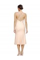 Buy Midi Cocktail Length V-Neckline Crepe Bridesmaid Dress / Prom Dress with Thin Straps and Fulted Skirt UK