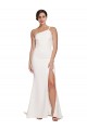 Buy Long Sweep Train Crepe Bridesmaid Dress / Prom Dress with Side Split and One Strap UK