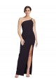 Buy Long Floor Length Formal Crepe Bridesmaid Dress / Prom Dress with Side Split and One Strap UK