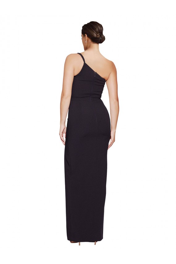 Buy Long Floor Length Formal Crepe Bridesmaid Dress / Prom Dress with Side Split and One Strap UK