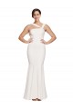 Buy Full Length Square Neck Formal Crepe Bridesmaid Dress / Prom Dress with Asymmetrical Straps and Bow Back UK