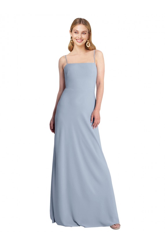 Buy Straight Neckline Crepe Slip Bridesmaid Dress / Prom Dress with Strappy Back UK