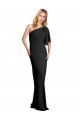 Buy Pleated One Shoulder Flutter Sleeves Slim Formal Crepe Bridesmaid Dress / Prom Dress UK