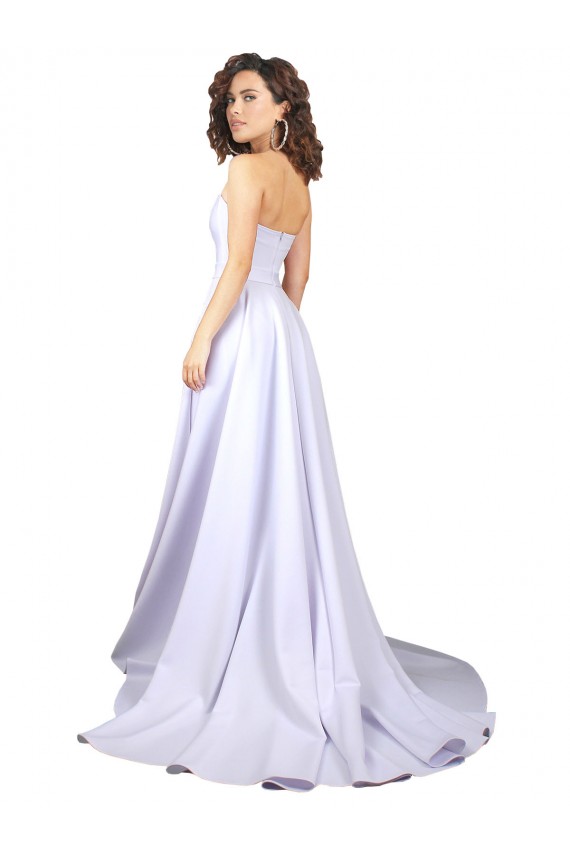 Buy Simple Sweetheart A-Line Long Crepe Beach Wedding Dress with Front Slit UK