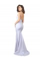 Buy Simple Mermaid V-Neck Long Crepe Beach Wedding Dress with Right Slit UK