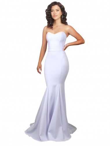 Buy Simple Long Strapless Sweetheart Mermaid Crepe Beach Wedding Dress UK