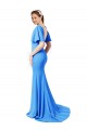 Buy Short Sleeves Long V-Neck Crepe Bridesmaid Dress / Prom Dress with V-Back UK